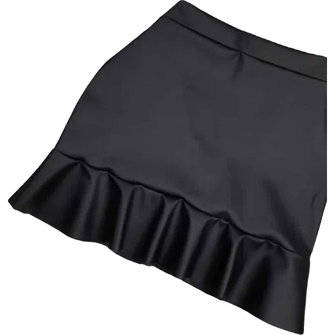 Vinileather Mini Skirt With Ruffles Finish